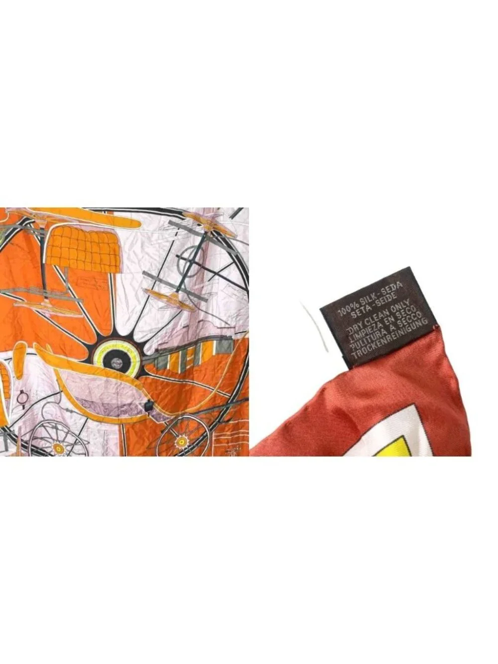 Hermes Petit Duc Project de Voiture 140 Scarf Shawl Large Silk Orange